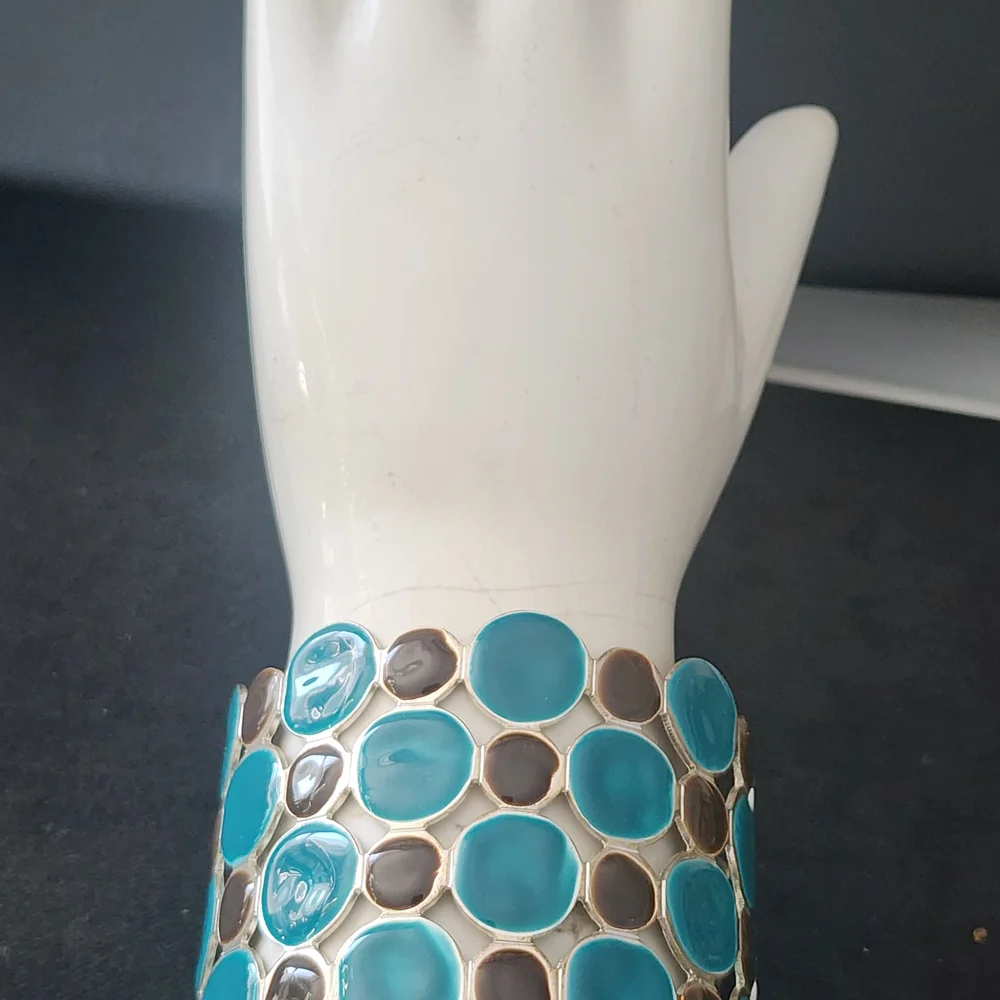 Elegant Enamel Cuff Bracelet Black and Blue Bracelet Fashion Costume Jewelry - Picture 8 of 11